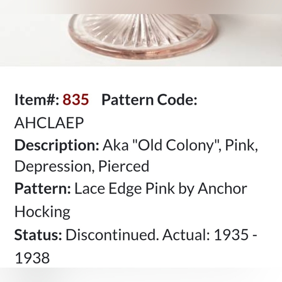 1930s "Lace Edge Pink" AKA "Old Colony" Ribbed Bowl by Anchor Hocking - Picture 4 of 13